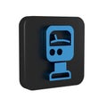 Blue Pressure water meter icon isolated on transparent background. Black square button.