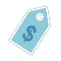 Blue price tag featuring a prominent dollar sign symbol in the center Royalty Free Stock Photo