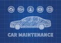 Blue print car maintenance vector illustration