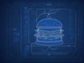 blue print drawing of a burger. ai generative Royalty Free Stock Photo