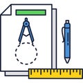 Blue print mechanical engineer drawing vector icon