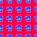 Blue Printer icon isolated seamless pattern on red background. Vector Illustration Royalty Free Stock Photo