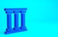 Blue Prison window icon isolated on blue background. Minimalism concept. 3d illustration 3D render