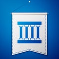 Blue Prison window icon isolated on blue background. White pennant template. Vector