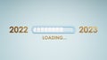 Blue progress bar loading from 2022 to 2023