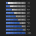 Blue Progress Bar Set on Dark Background. Vector