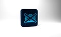 Blue Prohibition sign no video recording icon isolated on grey background. Blue square button. 3d illustration 3D render Royalty Free Stock Photo