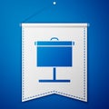 Blue Projection screen icon isolated on blue background. Business presentation visual content like slides, infographics