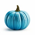 Blue Pumpkin On White Background: A Storybook-like Artwork Inspired By Patricia Piccinini