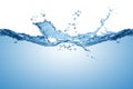 Blue pure water wave splash