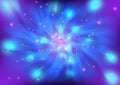 Blue purple abstract cosmic background, futuristic fancy digital tunnel bright colorful lights, technology and science concept