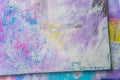 Blue Purple abstract hand painted canvas background, texture. Colorful textured backdrop Royalty Free Stock Photo