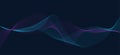 Blue purple abstract line blend background. Dynamic wave design. Music soundwave header element Royalty Free Stock Photo