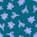 Blue Purple Agapanthus on Green Teal Background. Vector Illustration Royalty Free Stock Photo