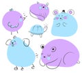 Blue and Purple Animal Doodles