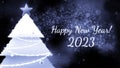 Blue and purple background made in cartoon abstraction. Motion. Bright New Year greetings with the coming year 2023 with Royalty Free Stock Photo