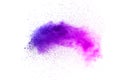 Blue-Purple color powder explosion cloud isolated on white background. Royalty Free Stock Photo