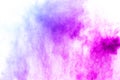 Blue-Purple color powder explosion cloud isolated on white background. Royalty Free Stock Photo