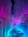 Blue and purple colored lighted icicles
