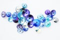 Blue and purple crystals on white background Royalty Free Stock Photo