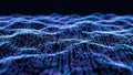 Blue and Purple Digital Network Grid with Glowing Particles abstract technology Royalty Free Stock Photo