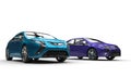 Blue and Purple Electric Cars