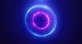 Blue purple energy magic circle sphere ball of futuristic waves and lines of particles of atom energy and electricity Royalty Free Stock Photo