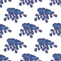 Blue and purple flowers with branches