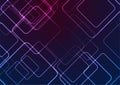 Blue purple glowing neon squares abstract tech background Royalty Free Stock Photo