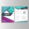 Blue purple green annual report presentation template elements icon flat design set for advertising marketing brochure flyer Royalty Free Stock Photo