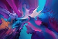 Blue, purple and magenta paint liquid abstract background. AI Generative color mix painting Royalty Free Stock Photo