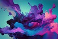 Blue, purple and magenta paint liquid abstract background. AI Generative color mix painting Royalty Free Stock Photo