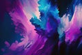 Blue, purple and magenta paint liquid abstract background. AI Generative color mix painting Royalty Free Stock Photo