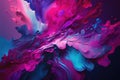 Blue, purple and magenta paint liquid abstract background. AI Generative color mix painting Royalty Free Stock Photo