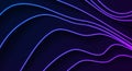 Blue purple neon glowing smooth wavy lines abstract background