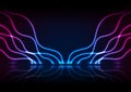 Blue purple neon wavy pattern abstract technology background Royalty Free Stock Photo