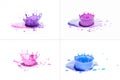 Blue and purple paint splashing on white Royalty Free Stock Photo