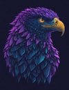 blue and purple pastel color of eagle head