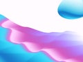 Blue purple pink abstract fractal background. Colorful waves and a bubble on white backdrop. Bright modern digital art. Creative g Royalty Free Stock Photo