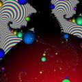 Blue purple pink red rainbow spheres cosmos spiral shapes fractal, blur lights, shapes, geometries, abstract background Royalty Free Stock Photo