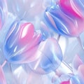 Blue Purple Pink Tulip Flowers Glitter Super Detail Seamless Background. Generative AI Royalty Free Stock Photo