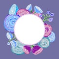 Blue and purple roses arranged in the shape of a wreath Royalty Free Stock Photo