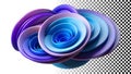 Blue and purple round swirl, circular flow, gradient spiral and smooth motion png transparent image Generative AI