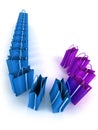 Blue and purple shopping bags queue Royalty Free Stock Photo