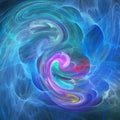 Blue and purple smog illustration. Chemical smoke flow fractal abstraction