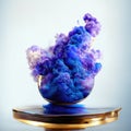 Blue and purple smoke in a glass bowl. 3d illustration. generative AI