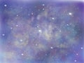 Blue and purple space illustration background with a bright white stars