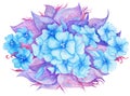 Blue and Purple Watercolor Floral Vignette Royalty Free Stock Photo