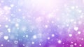 Blue, purple and white blurred gradient bokeh background with circles and hearts. Soft Valentines day background Royalty Free Stock Photo