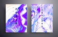 Blue, purple and white fluid art backdrop. Abstract flow texture. Hand drawn pattern wallpaper. Acrylic waves and swirls